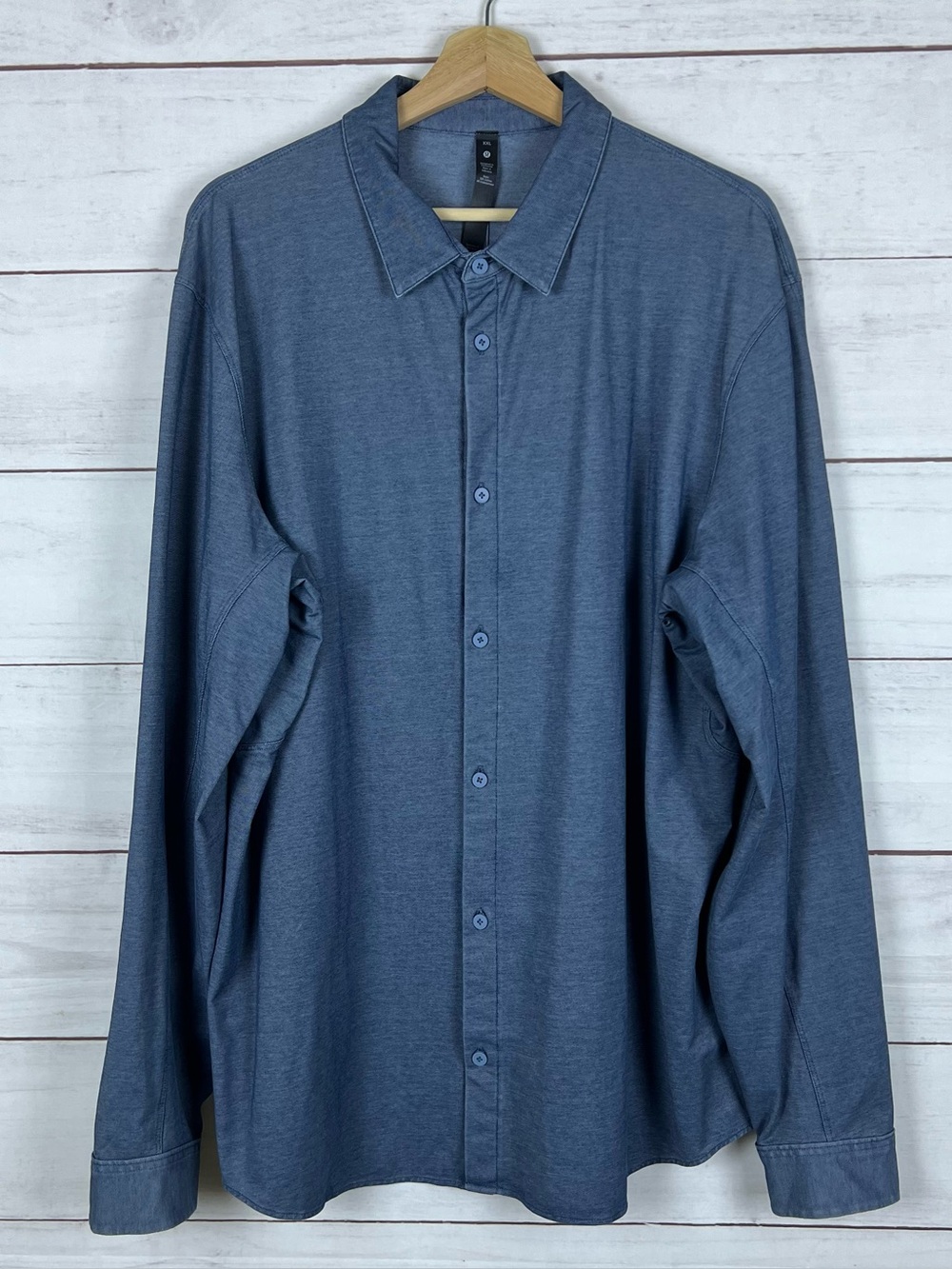 Lululemon Men's XXL Commission Shirt Blue Button Up Long Sleeve Casual